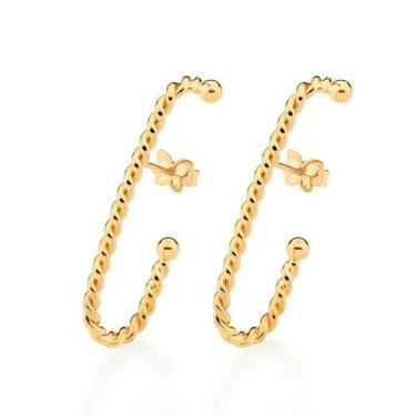 Imagem de Brincos banhado ouro 3x 24k 18k e 22k femininos ear hook rommanel aro 
