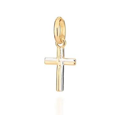 Imagem de Pingente banhado ouro 3x 24k 18k e 22k  unissex cruz com rhodium romma