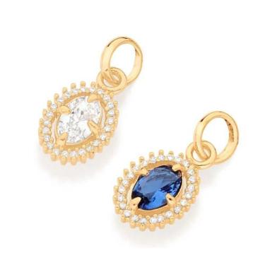 Imagem de Pingente banhado ouro 3x 24k 18k e 22k ou prata 925 feminino oval crav
