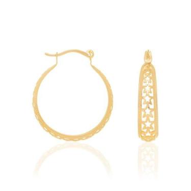 Imagem de Brincos banhado ouro 3x 24k 18k e 22k femininos argola estrelas romman