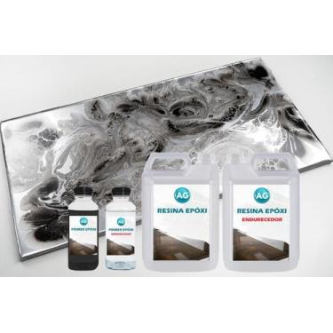 Imagem de Kit Porcelanato Líquido Mármore Metálico + Primer - Durável - Resinas 