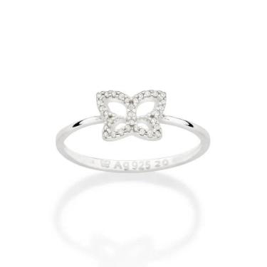 Imagem de Anel de prata 925 feminino rommanel fino skinny borboleta zircônias 81