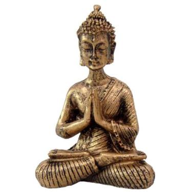 Imagem de Estatueta Buda Hindu Miniatura Orando Cor Dourado De Resina - Decore C