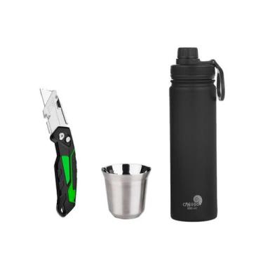 Imagem de Kit Aventura - Garrafa Inox + Copo Inox + Canivete Dobrável - Global B
