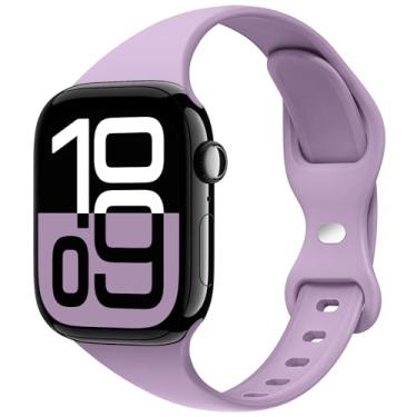 Imagem de STG Sport Pulseira de substituição compatível com Apple Watch SE séries 6/5/4/3/2/1 de 38 mm, 40 mm, 42 mm e 44 mm, de silicone macio (lavanda, 42/44 mm)