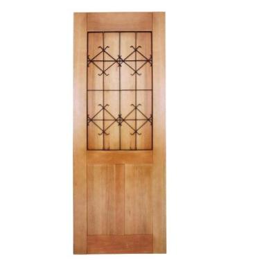 Imagem de Folha de Porta Madeira Maciça Meia Grade Medieval 90x210x3,5cm Cedro R