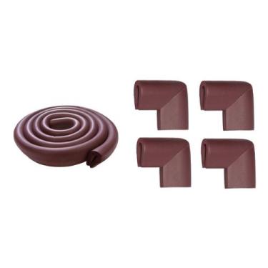 Imagem de Kit Protetor Quina U Mesa 1 Rolo 2 Mt+1 Kit Cantoneira C/4un - Marrom 