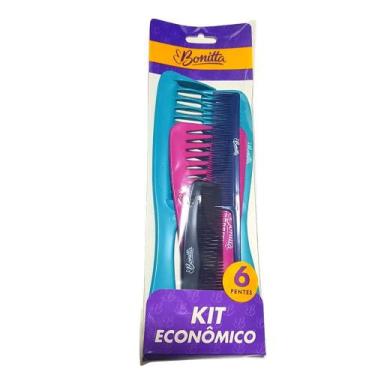 Imagem de Kit Com 6 Pentes de Plástico Básico Linha Bonitta Marco Boni, Colorido