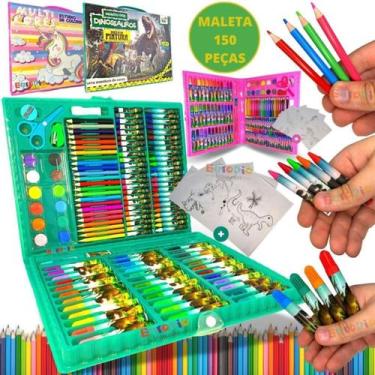 Imagem de Maleta Estojo De Pintura Infantil Colorir Desenhos 150 Peças - BLACK W