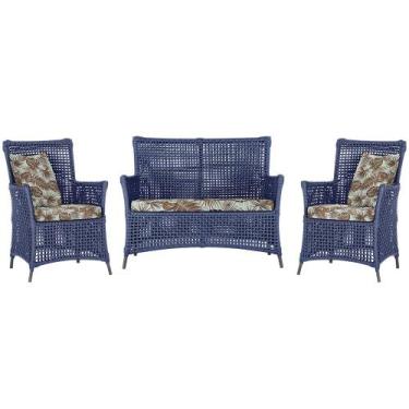 Imagem de Jogo Sofá e 2 Poltronas de Área Igapó Alumínio Pintura Preta Corda Náu