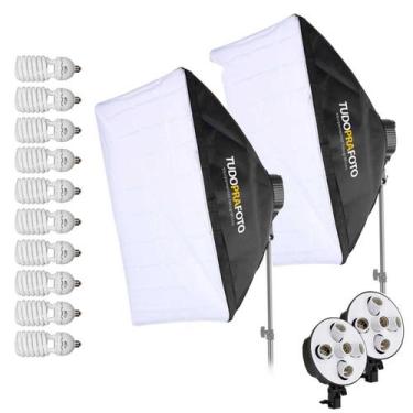 Imagem de Kit Softbox 50x70 Iluminação Estúdio + 10 Lâmpadas - 110v - TUDOPRAFOT