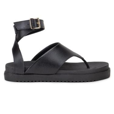Imagem de Sandália Feminina Luxo Flat Tiras Chinelo Plataforma Confortável Da Mo