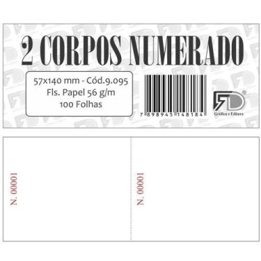Imagem de Bloco 2 Corpos Numerado 100 Folhas Com 5 9095 - Fd Grafica