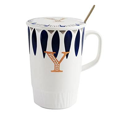 Imagem de Caneca de café com iniciais douradas, presentes de aniversário exclusivos para mulheres, canecas personalizadas presente para ela, amigos, colegas de trabalho, esposa, mãe, filha, irmã, tia, homem, linda caneca de cerâmica 500 ml, letra Y