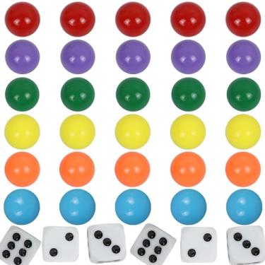 Imagem de Qryovsa 14mm 30 Replacement Marbles 5 Each of 6 Colors for Aggravation Wahoo Dirty Marbles Board Game Colorful Marble 6 Dice and Storage Bag Included(14mm/0.55inches)