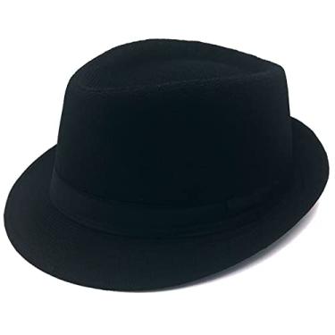 Imagem de GCFIYPP Chapéu Fedora masculino década de 1920, chapéu Manhattan para fantasia de Gatsby da década de 1920, acessórios masculinos, Preto, M