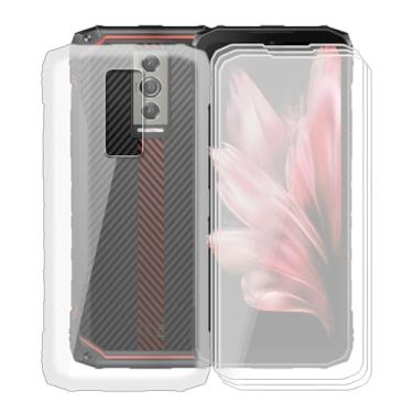 Imagem de KJYFOANI Capa para Doogee Blade 10 Pro + pacote com 3 protetores de tela de vidro temperado, capa protetora de silicone macio transparente, capa traseira ultrafina anti-queda para Doogee Blade 10 Pro
