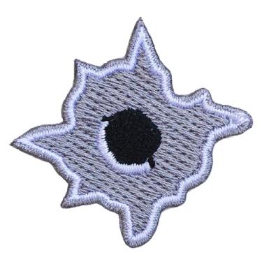 Imagem de Pacote com 5 buracos de bala bordado ferro em patch decoração engraçada fantasia jaqueta jeans Death Biker Gang logotipo símbolo tatuagem Halloween motocicleta carro corrida crânio