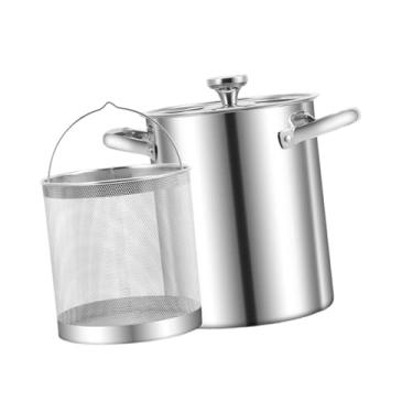 Imagem de Generic Fritadeira de aço Inoxidável Pequena Panela de Cozinha com Cesta de Coador Vegetal Espargos Óleo de Cozinha Frigideira para Sopa