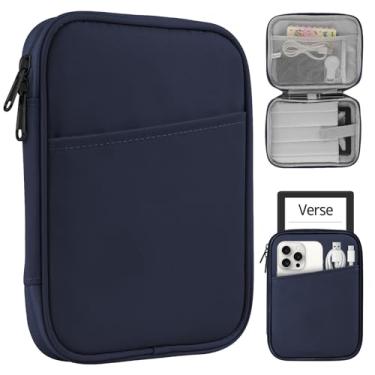 Imagem de HoYiXi Bolsa universal para Kindle Paperwhite/Colorsoft 2024-2012 de 15,2 cm, 17,3 cm, compatível com Kindle/Kobo/Tolino/Sony, leitor de 15,2 cm com capa protetora antiqueda, azul