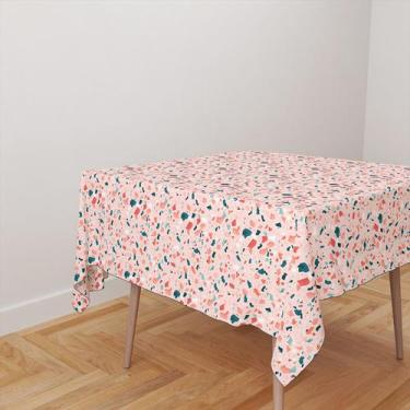 Imagem de Toalha De Mesa Quadrada 4 Lugares Tecido Oxford Granilite Rosa Claro T