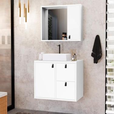 Imagem de Conjunto Gabinete para Banheiro com Cuba Sobrepor e Espelheira Toro 60