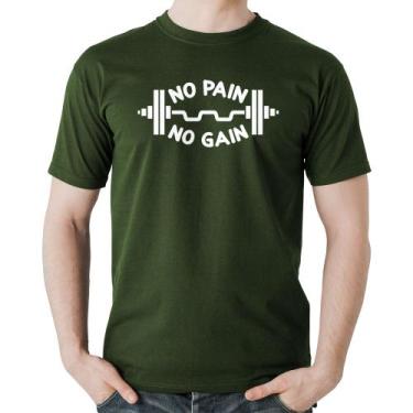 Imagem de Camiseta Algodão No Pain No Gain - Foca na Moda, Musgo, GGG