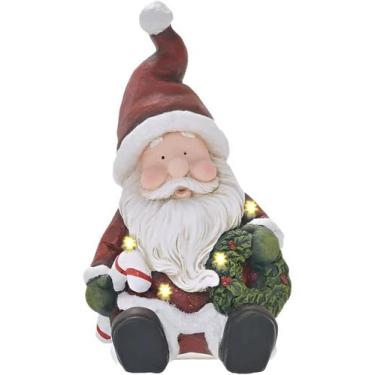 Imagem de Estatueta Natalina Papai Noel Sentado Guirlanda LED Luz 39cm - Gici Ch