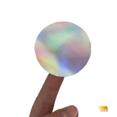 Imagem de Etiqueta Adesiva Redonda Metalizada Holográfica - 50mm - Etiquetas Exp