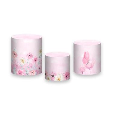 Imagem de Trio de Capas de Cilindro - Borboleta no Campo de Flores Rosa 028 - Vi