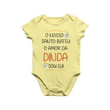 Imagem de Body Bebê Infantil Amor da Dinda Promovida Madrinha Amarelo Bebê - Del