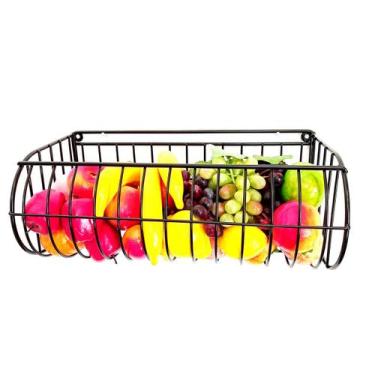Imagem de Fruteira cesto de parede 40x20cm Preto - StiloArteMetal