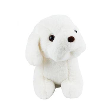 Imagem de Cachorro Branco Sentado 30cm Pelúcia - Fofy Toys