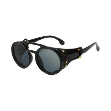 Imagem de Óculos de Sol Steampunk Unissex - Clássico Redondo com Lentes UV400 e 