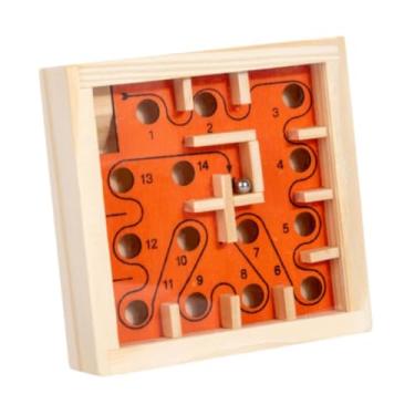 Imagem de YIJU Jogo de tabuleiro de labirinto de madeira, brinquedo educacional de equilíbrio, brinquedo montessori, quebra-cabeça para presente de aniversário, Laranja