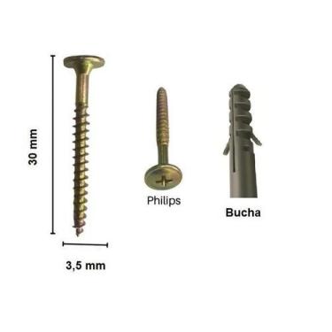 Imagem de Caixa 50 Parafuso Bicromatizado Philips 3,5 X 30 com Bucha Jomarca