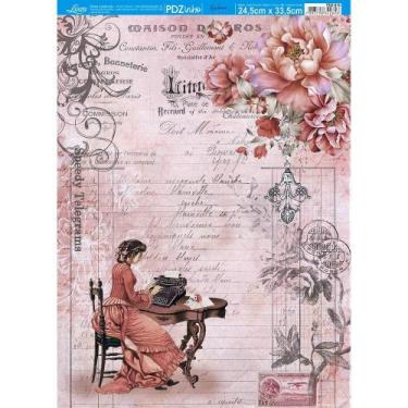 Imagem de Papel Decoupage Elôi Fachado Litoarte PDZinho-016 Dama Digitando - 24,