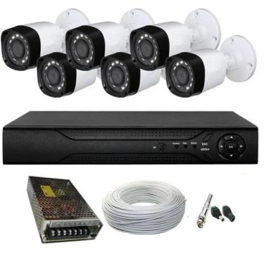 Imagem de Kit 6 Cameras Segurança 720 Hd 1 Mp Dvr 8 Canais Multi Hd 8ch Alta Res