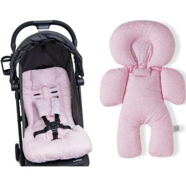 Imagem de Kit 1 almofada para carrinho 1 bebê conforto - coração rosa - CLICK TU