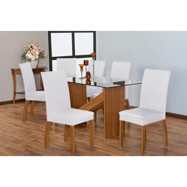 Imagem de Capa Para Cadeira Mesa De Jantar 06 Lugares Malha Gel Oferta Branco - 