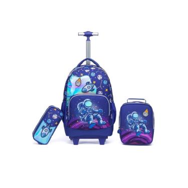 Imagem de Kit Mochila Infantil Escolar Menino Rodinha Astronauta Estojo-Masculino