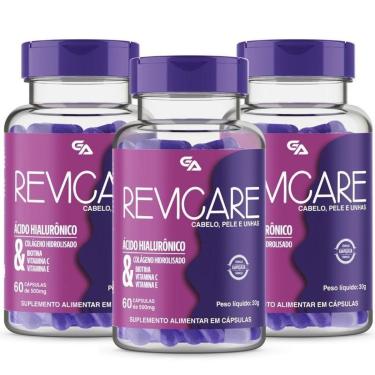 Imagem de 3 Potes Revicare: Colágeno Hidrolisado, Ácido Hialurônico, Biotina e Vitaminas C & E-Unissex