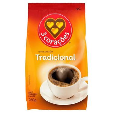 Imagem de Café Torrado e Moído 3 Corações Tradicional Pacote 250g