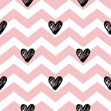 Imagem de Papel De Parede Adesivo Chevron Coração Rosa Quarto Menina 10m - DELIQ