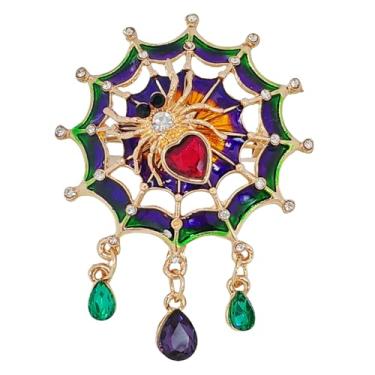 Imagem de Adorável broche de bola de Natal esmaltado verde, vermelho, roxo e laranja com pedras preciosas penduradas, Small, Liga de aço, Cristal