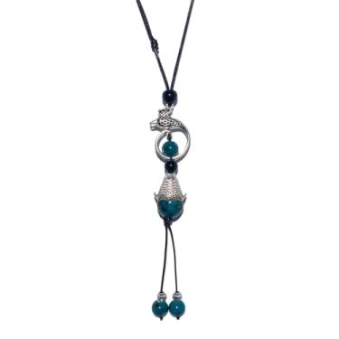 Imagem de Zlanderah Colares Boho para mulheres, colar de contas de cerâmica hippie azul-petróleo, joias boêmias, presentes femininos, Adjustable, Cerâmica, Sem Pedra Preciosa