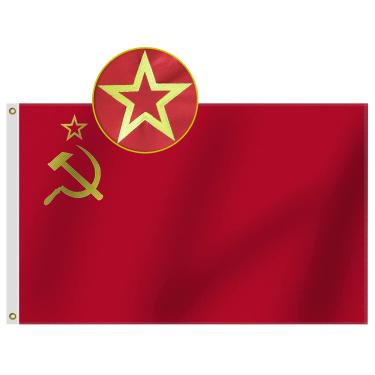 Imagem de Bandeira da União Soviética para serviço pesado da URSS 8 x 1,5 m Oxford Nylon 210D bordado martelo e foice quatro fileiras costura extremidades mosca união das repúblicas socialistas soviéticas