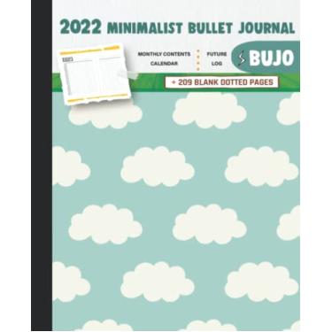 Imagem de 2022 Minimalist Bullet Journal/BUJO with Clouds In A Green Background Cover: Basic Bujo | Classic Bullet Journal Help You Organize Your Life With A ... And Dotted Pages | 240 Pages | 7.5 * 9.25