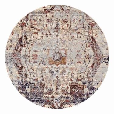 Imagem de Tapete redondo para ambientes internos, vintage, corredor, círculo, tapete redondo, estampa floral, antiderrapante, com suporte de borracha para sala de estar, sala de jantar, quarto, entrada (flor