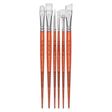 Imagem de Condor Kit Pincel para Tecido - 6 Pincéis para Pintura - Chato, Chanfrado, Língua de Gato, Faca, Leque e Redondo - Ideal para Tecido, Couro e Eva